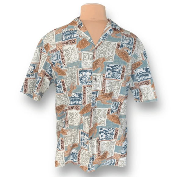 Vintage 90s Royal Creations Hawaiian Printed Shirt Sea Turtle Made in Hawaii Top - Picture 3 of 12